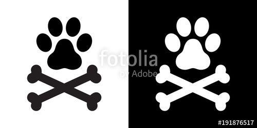 Bone Dog Logo - Dog paw dog bone cross bone pirate vector illustration icon logo ...