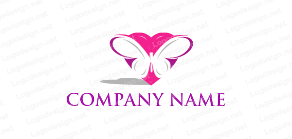 Butterfly Heart Logo - negative space butterfly in heart | Logo Template by LogoDesign.net