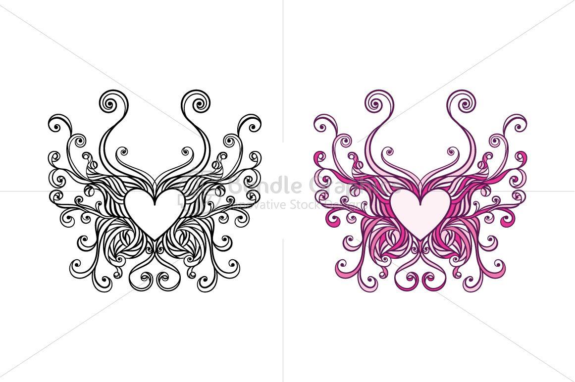 Butterfly Heart Logo - Butterfly Heart Ornamental Design