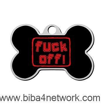 Bone Dog Logo - JETJEW ETEH Personalized Pet ID Tags For Dogs & Cats Fuck Off Logo