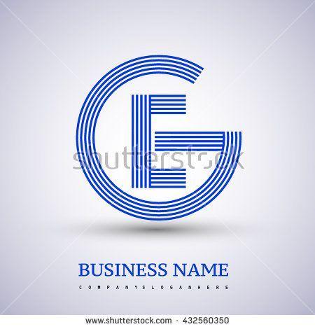 Blue Colored Logo - Letter GE or EG linked logo design circle G shape. Elegant blue ...