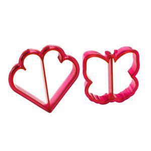 Butterfly Heart Logo - Set of 2 Sandwich Cutters Butterfly Heart Pink Plastic Kids Food