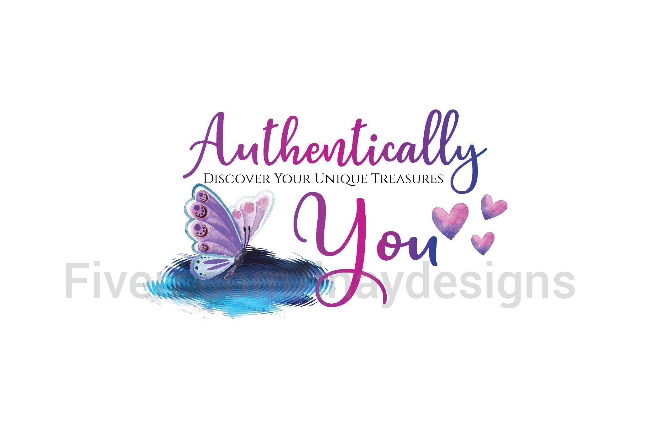 Butterfly Heart Logo - butterfly and love logo, watercolor heart logo, treasure logo ...