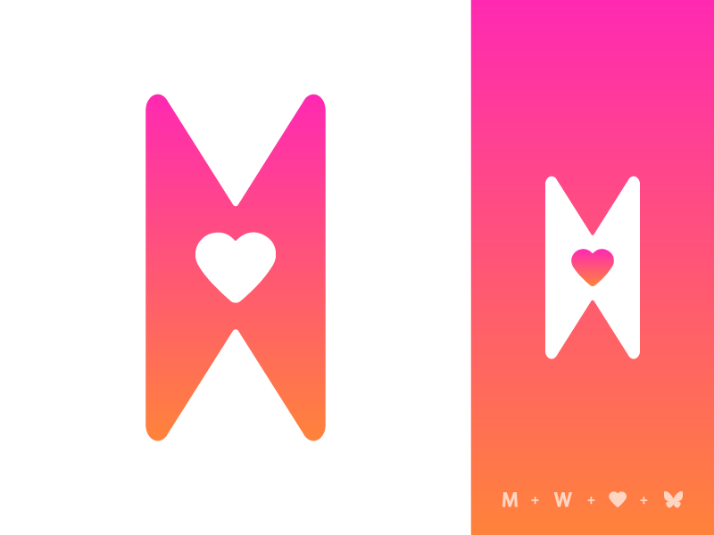 Butterfly Heart Logo - MW Logo by Mujtaba Jaffari | Dribbble | Dribbble