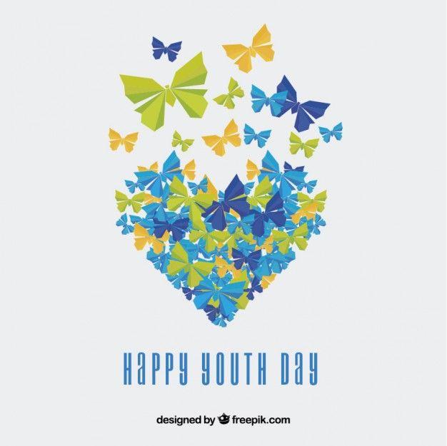 Butterfly Heart Logo - Heart made of butterflies background of youth day Vector | Free Download