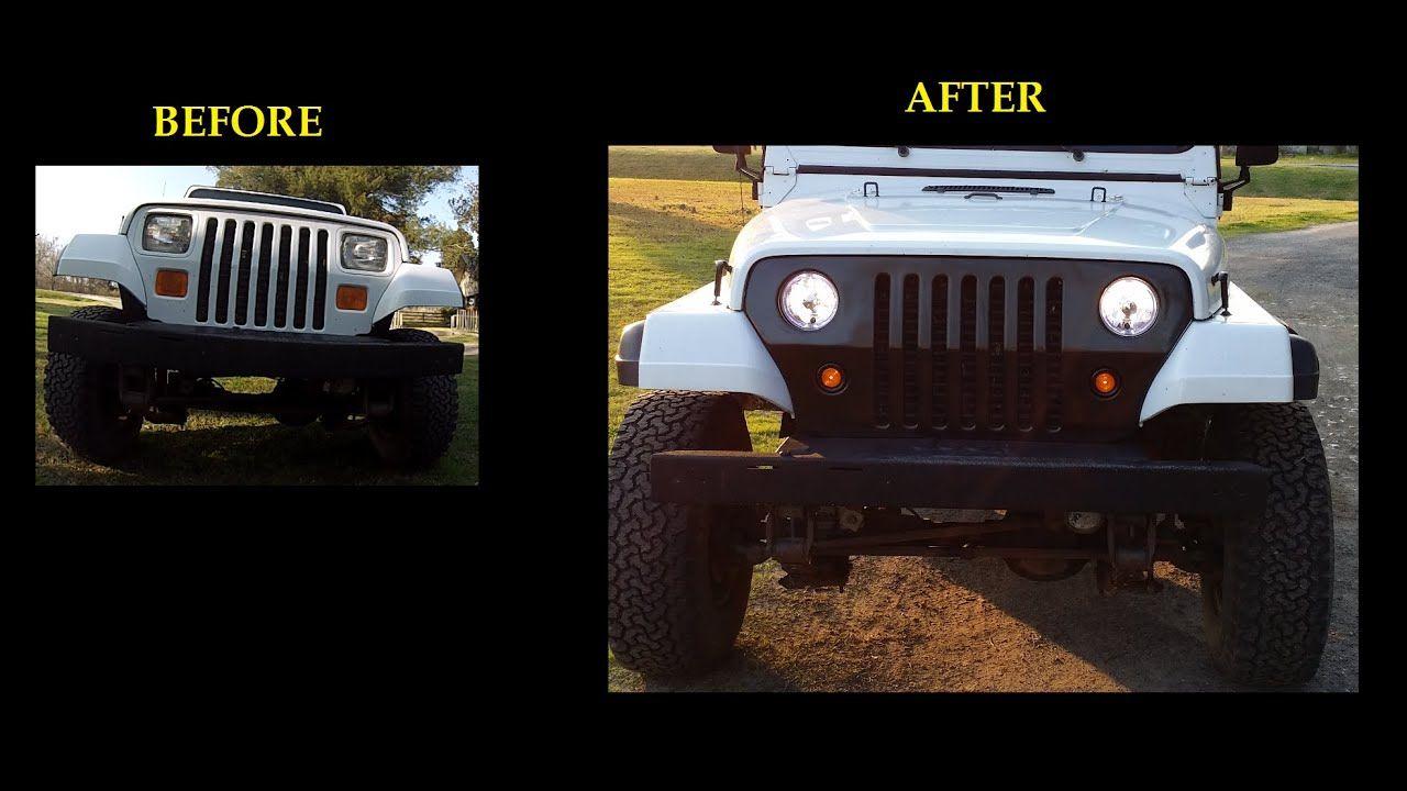 YJ Jeep Grill Logo - Installing Jeep Wrangler YJ Conversion Kit Square to Round (Circle ...