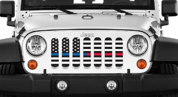 YJ Jeep Grill Logo - American Tactical Back The Blue & Fire Department Grill Insert For ...
