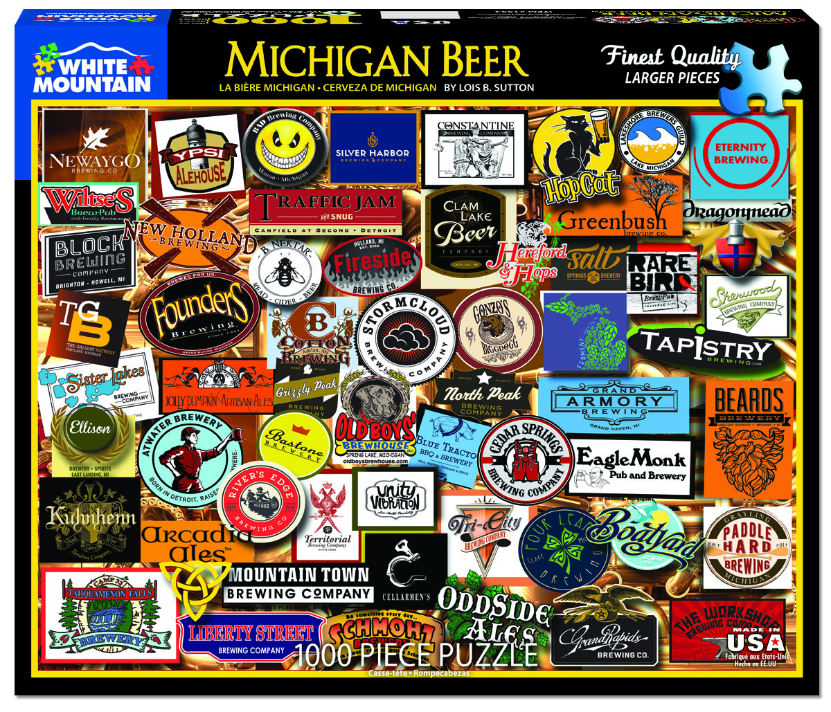 Blue Circle with White Mountain Logo - Michigan Beer - 1000 Piece Puzzle-White Mountain Puzzles