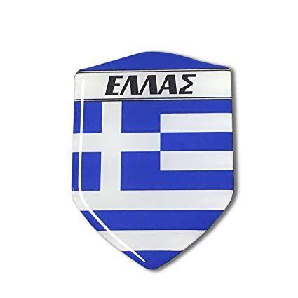 Blue Shield Car Logo - Greece Flag sticker Proud Shield Domed Decal Emblem Car