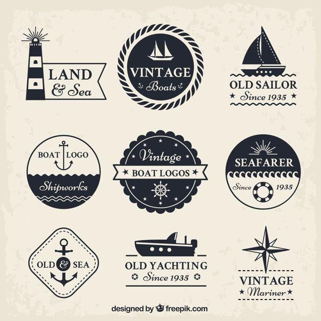 Old Vintage Logo - Vintage boat logo collection Vector
