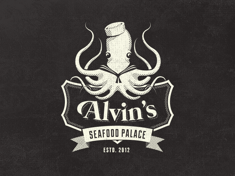 Old Vintage Logo - Alvin's Seafood Palace Fantasy Logo Design