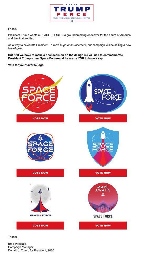 Space Force Logo - Which of these six Space Force logos is the most, er, spacey?