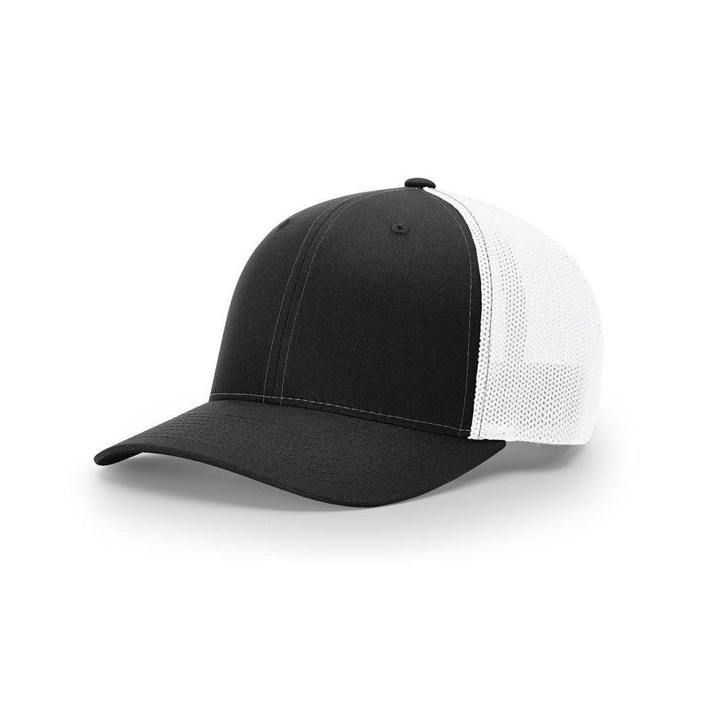 Black White R Logo - Richardson Black/White Mesh Back Split Trucker R-Flex Hat