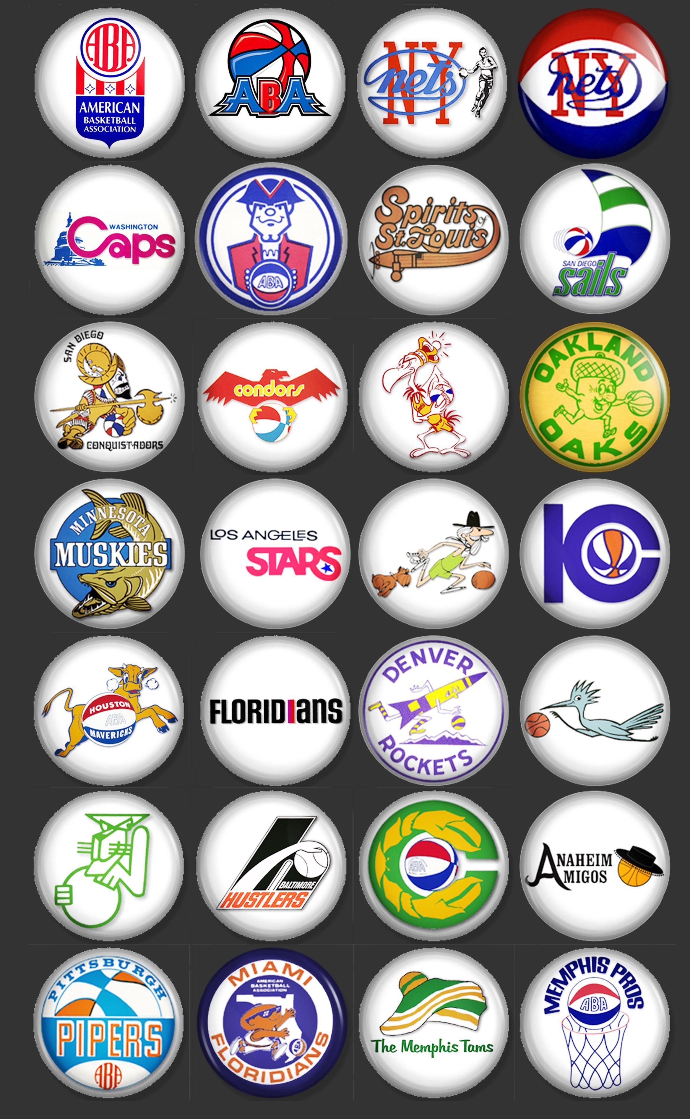 ABA Basketball Logo - THIS IS A SET OF 28 VINTAGE ABA BASKETBALL TEAM LOGOS. YOU ARE ...