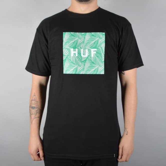 Leaf Box Logo - HUF Palm Leaf Box Logo T-Shirt - Black - SKATE CLOTHING from Native ...