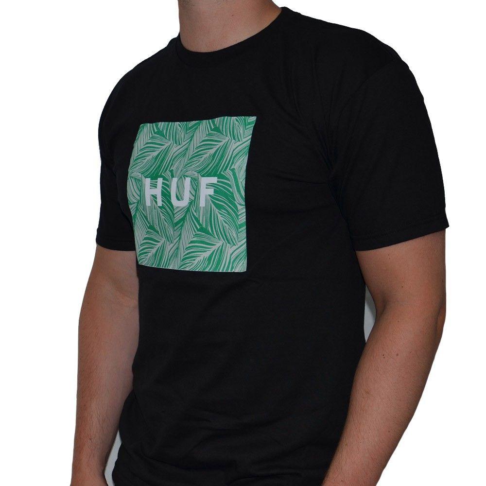 Leaf Box Logo - HUF Palm Leaf Box Logo Tee, Black/Green | Mustard Clothing