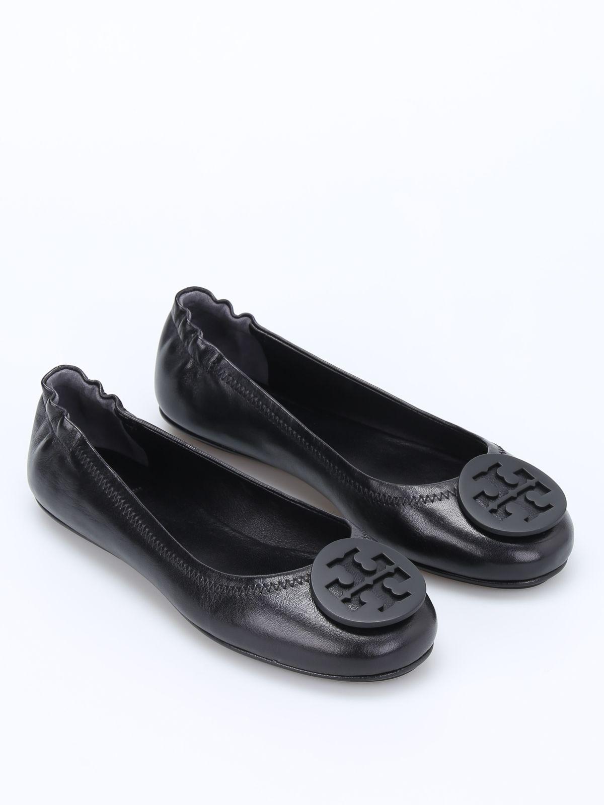 Tory Burch Black Logo - Tory Burch - Minnie logo leather ballerinas - flat shoes - 51158251001