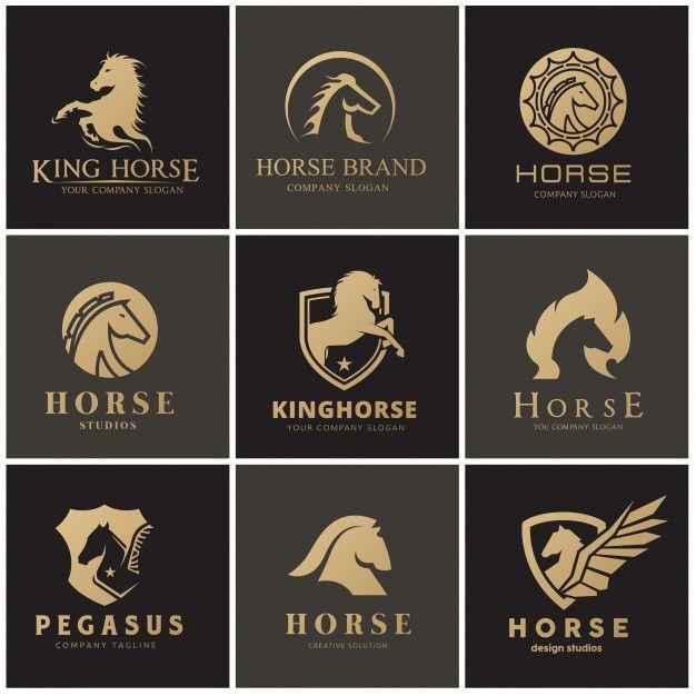 Horse Company Logo - Horse and pegasus logo set Vector