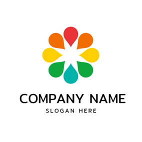Rainbow Flower Company Logo - Colorful Drop and Rainbow Flower logo design. Flower Logo