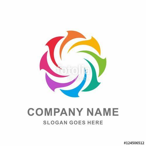 Rainbow Flower Company Logo - Colorful Rainbow Circular Flower Business Company Stock Vector Logo
