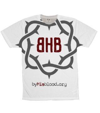 Bhb Logo - MEN V NECK All Over Design BHB Logo 100% Spun Polyester. ByHisBlood