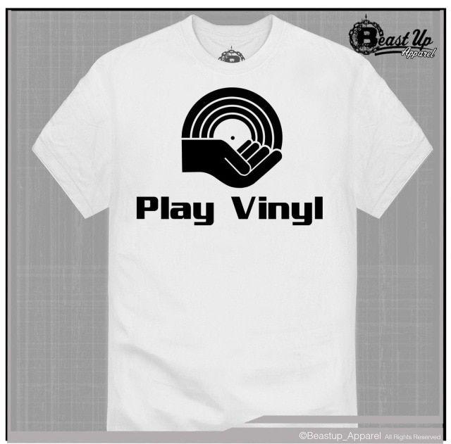 Classic Clothing Logo - Funny Clothing Casual Short Sleeve Tshirts PLAY VINYL DJ LOGO T ...