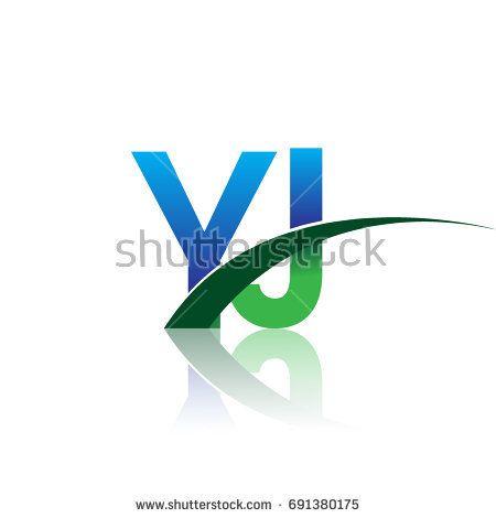 Green and Blue Company Logo - initial letter YJ logotype company name colored blue and green ...