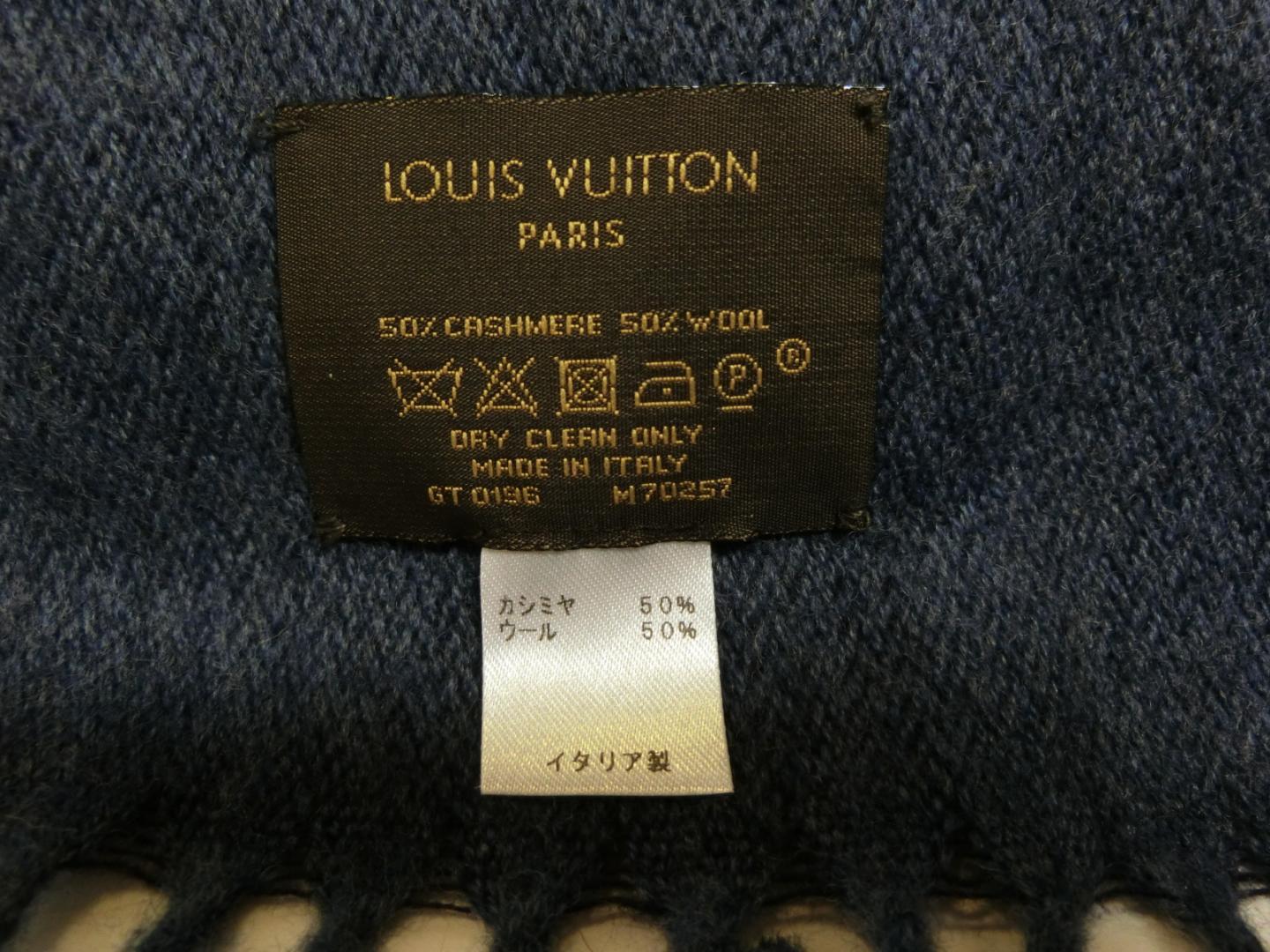 Authentic Louis Vuitton Logo - BRANDOFF: Authentic LOUIS VUITTON Logo muffler Cashmere x wool Navy ...