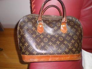 Authentic Louis Vuitton Logo - VINTAGE Authentic LOUIS VUITTON Alma hand bag Monogram LV Logo Brown ...