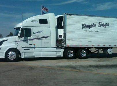 Refrigerated Trucking Company Logo - Purple Sage Trucking. Freight Service. Idaho Falls ID