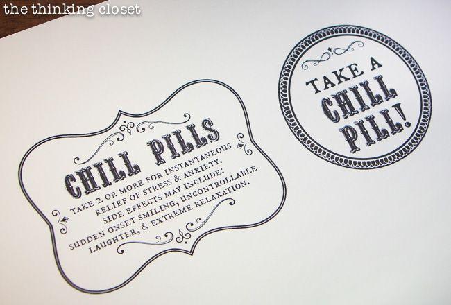 Chill Pill Logo - Chill Pills Gag Gift & Free Printable Labels | Cool | Pinterest ...