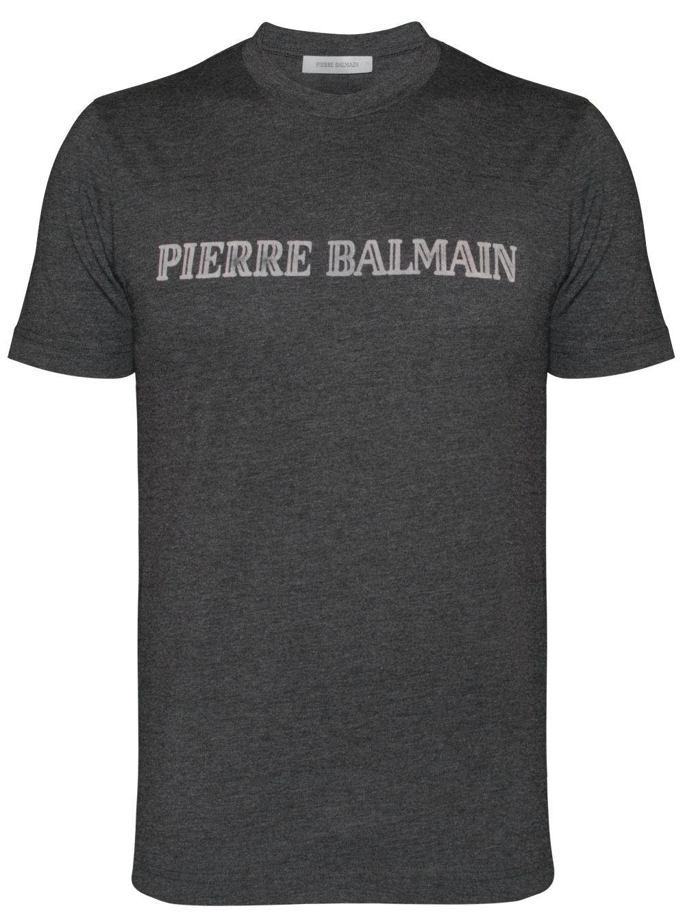 Dark Grey Logo - Pierre Balmain Grey Melange Logo HP67220TA7282 T-Shirt | Designerwear