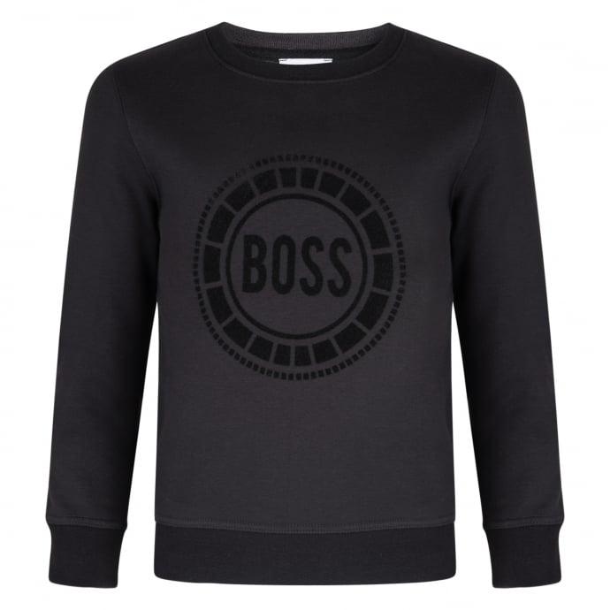 Dark Grey Logo - BOSS Kids Logo Sweatshirt in Dark Grey. Chocolate Clothing