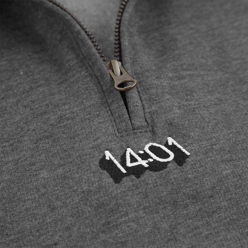 Dark Grey Logo - 14:01 Logo Quarter Zip Sweatshirt Grey Heather