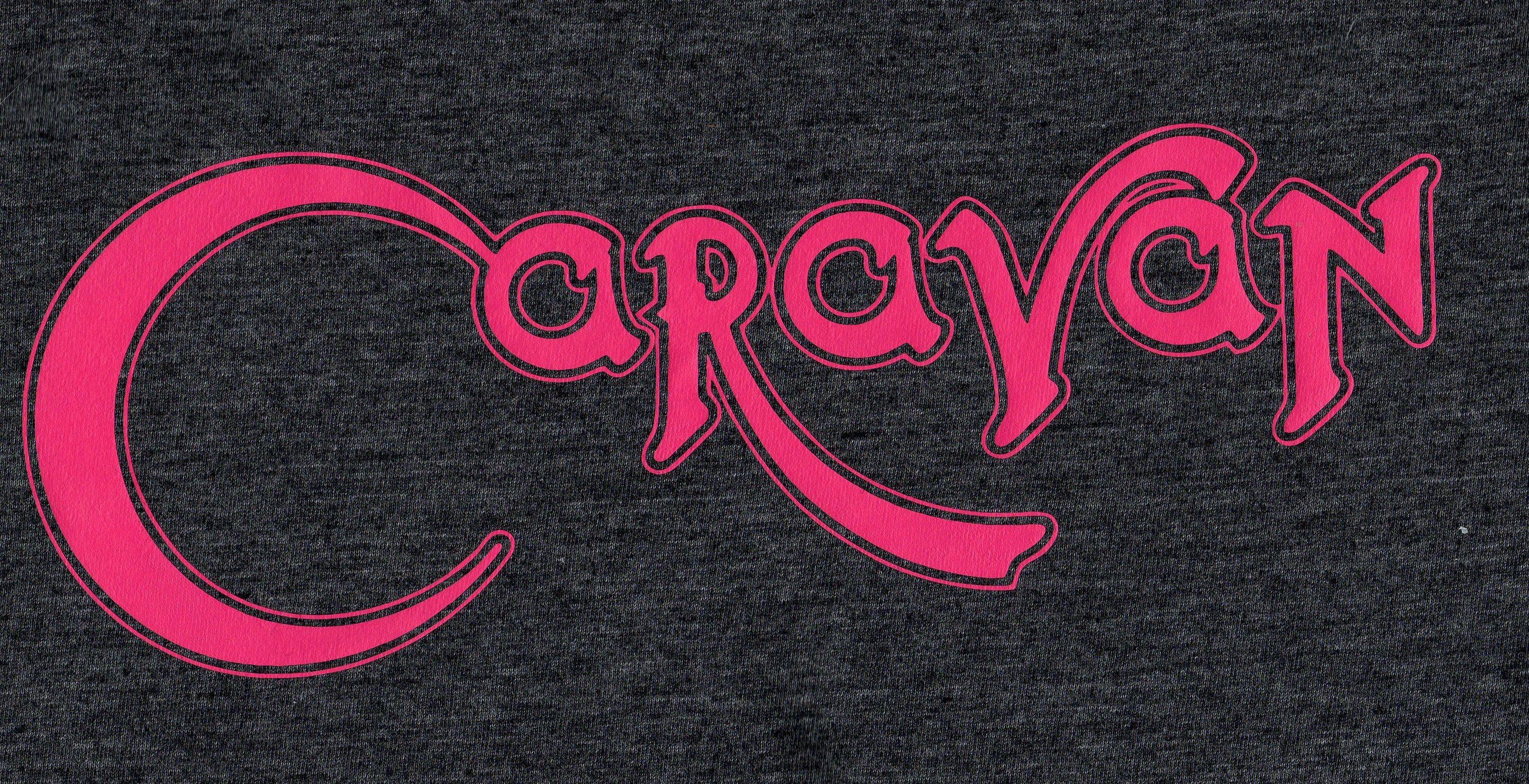 Dark Grey Logo - Caravan T-shirt - 1976 logo - dark grey and pink - Paradise Filter