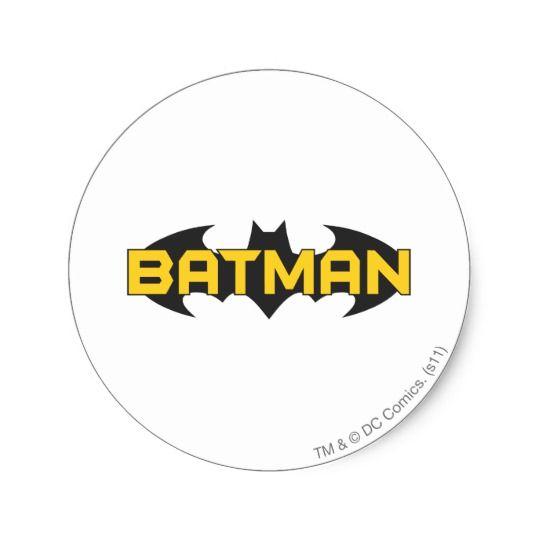 Batman Symbol Logo - Batman Symbol | Name Yellow & Black Logo Classic Round Sticker ...