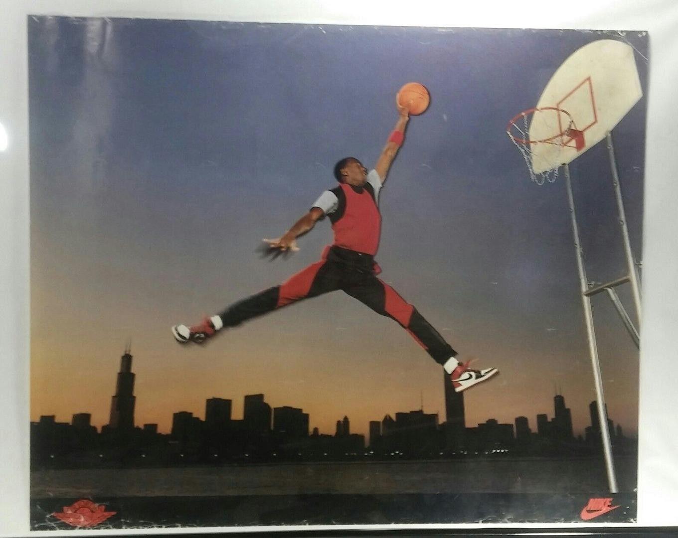 Original Jordan Jumpman Logo - Original Nike Michael Air Jordan Jumpman Logo Vintage Poster Chicago ...