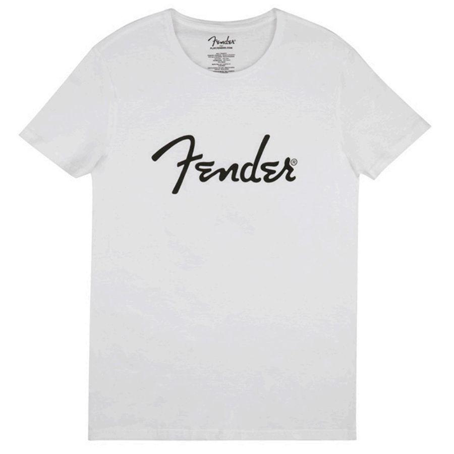 White w Logo - Fender Spaghetti Logo Men's T Shirt W Black Logo. Rich