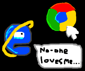 Internet Explorer 1 Logo - Internet Explorer logo is sad - Drawception