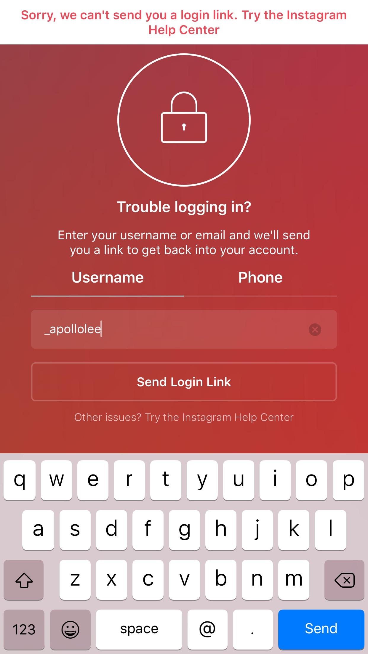 Login Instagram Logo - Sorry, we can't send you a login link