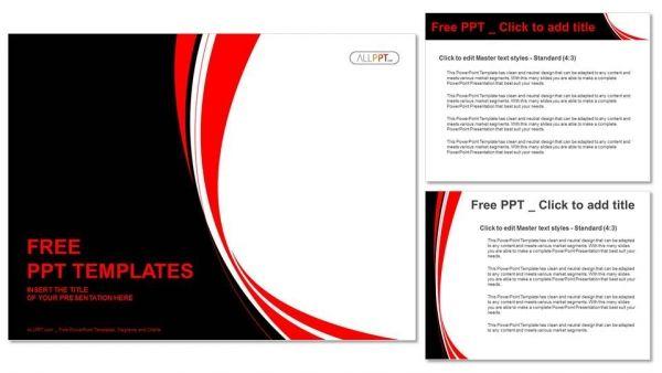 Black and White with Red Background Logo - Abstract red and black wavy background PowerPoint Template