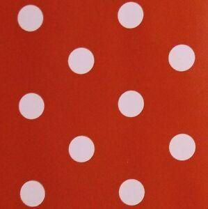 Red Circle with White Spot Logo - Luxury Red PVC Tablecloth Oilcloth White Spot Fabric *Per Metre