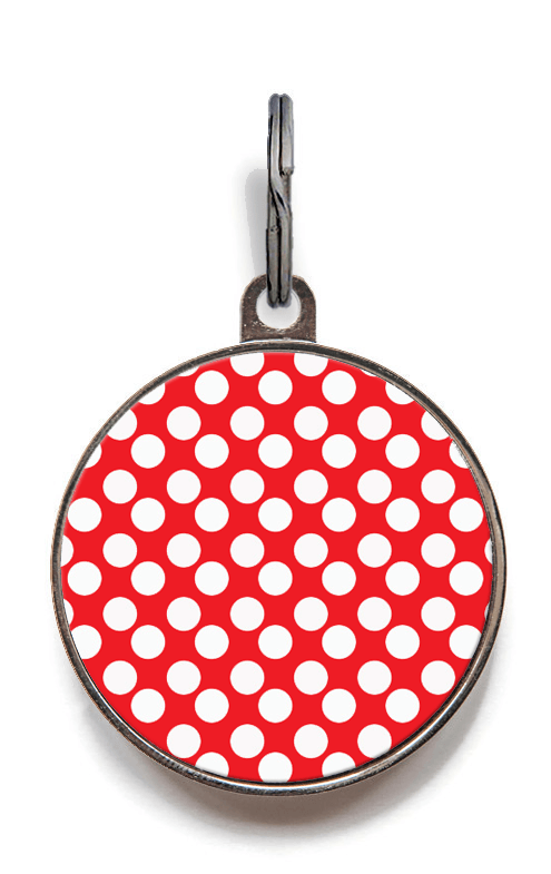 Red Circle with White Spot Logo - Red & White Spots Pet ID Tag
