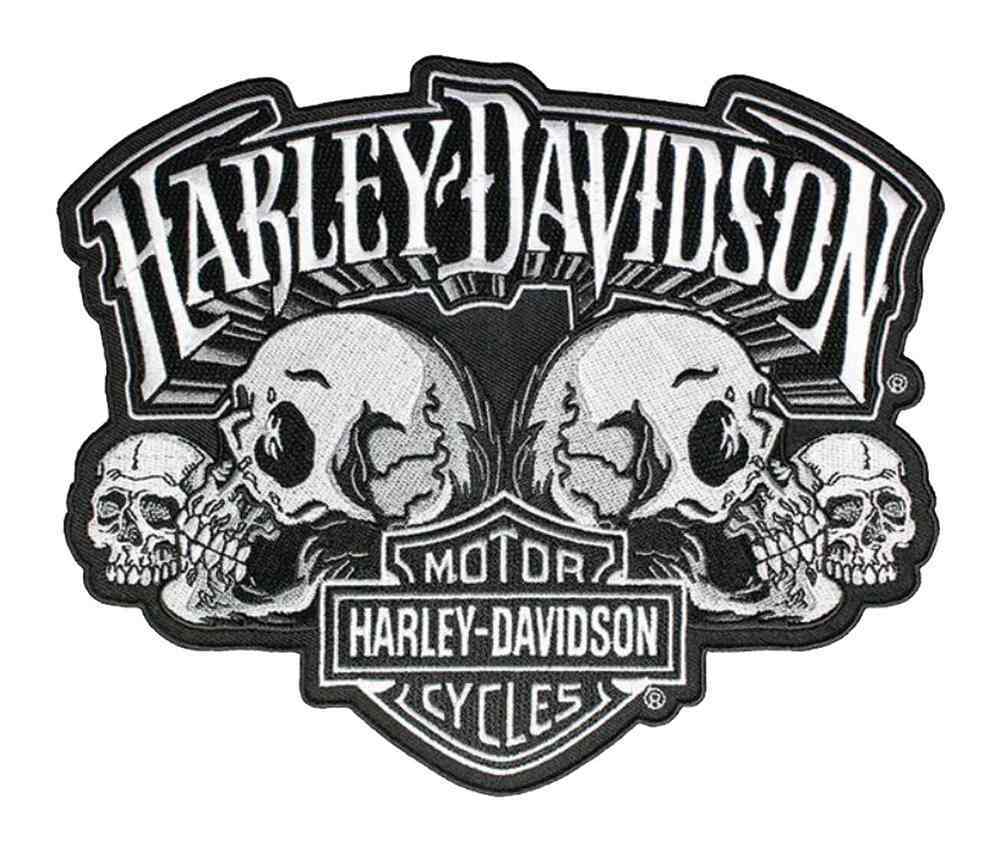 Harley-Davidson Skull Logo - Harley-Davidson® Skull Text Bar & Shield Embroider Emblem, LG 8 x ...