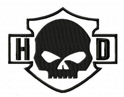 Harley-Davidson Skull Logo - Harley Davidson Skull HD Black Embroidery Designs