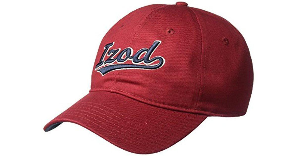 Izod Clothing Logo - Lyst - Izod Chain Stitch Script Logo Adjustable Baseball Cap in Red ...