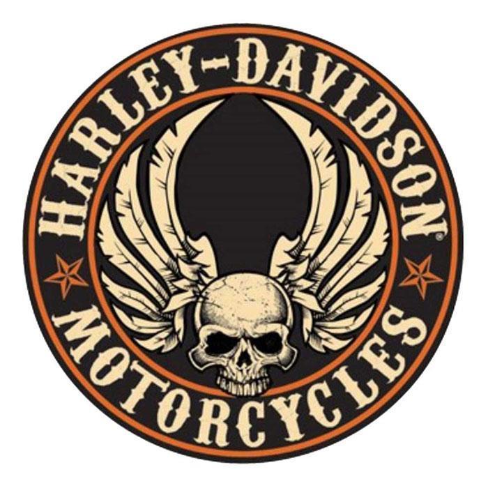 Harley-Davidson Skull Logo - Harley Davidson Flying Skull Embossed Tin Sign. button wall hanging