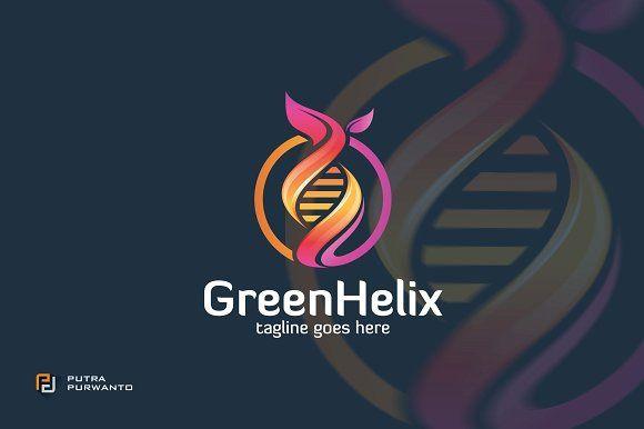 Blue and Green Helix Logo - Green Helix / DNA Template Logo Templates Creative Market