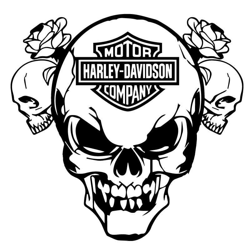 Harley-Davidson Skull Logo - Sticker Logo Harley Davidson Skull Roses Decal