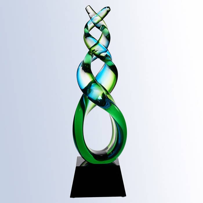 Blue and Green Helix Logo - Green Double Helix Award - Trophy Award Co.